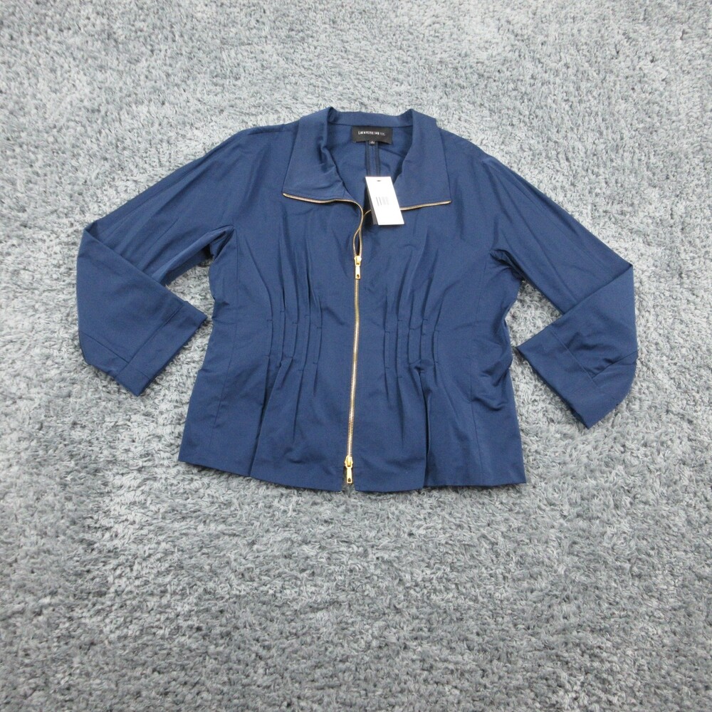 Lafayette 148 Jacket Womens Large Luna Zip Front 3/4 Sleeve Stretch NWT